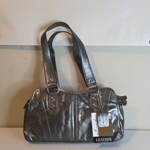 Elegant Silver Leather Handbag